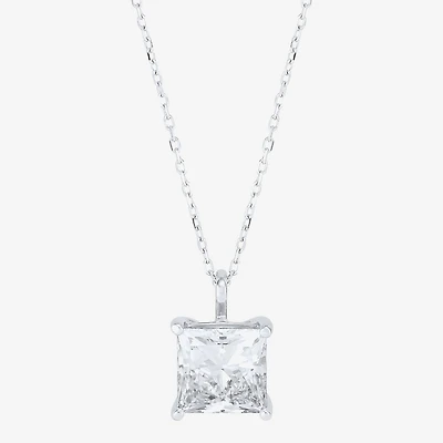( H-I/SI2 ) Womens 3 CT. T.W. Lab Grown White Diamond 14K Gold 18 Inch Princess Pendant Necklace