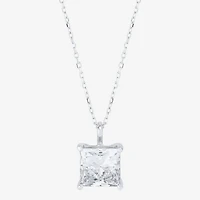 ( H-I/SI2 ) Womens 3 CT. T.W. Lab Grown White Diamond 14K Gold 18 Inch Princess Pendant Necklace