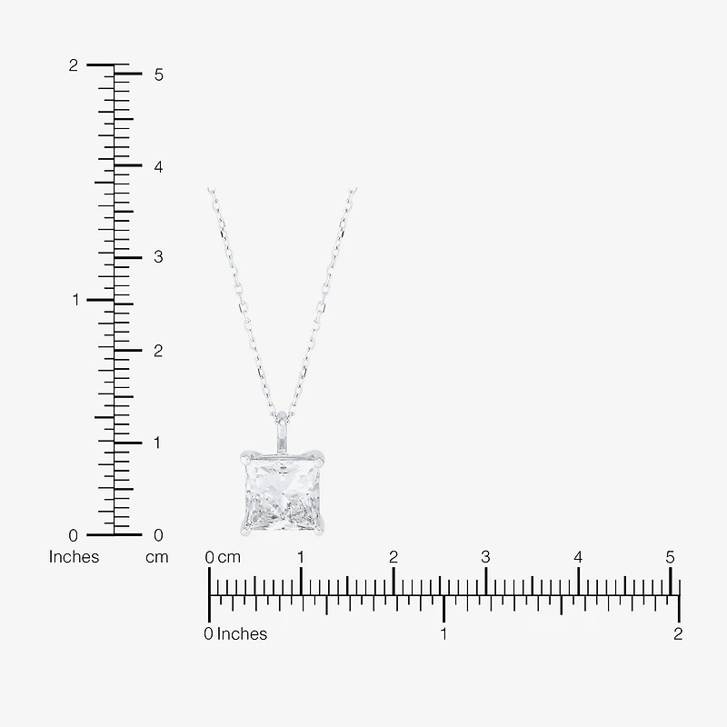 ( H-I/SI2 ) Womens 3 CT. T.W. Lab Grown White Diamond 14K Gold 18 Inch Princess Pendant Necklace
