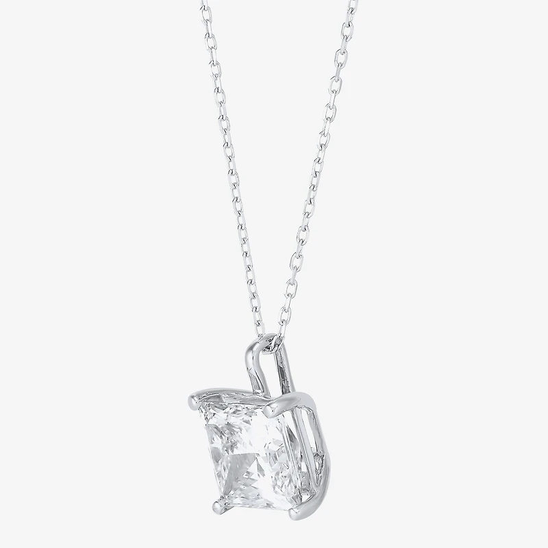 ( H-I/SI2 ) Womens 3 CT. T.W. Lab Grown White Diamond 14K Gold 18 Inch Princess Pendant Necklace