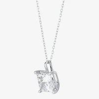 ( H-I/SI2 ) Womens 3 CT. T.W. Lab Grown White Diamond 14K Gold 18 Inch Princess Pendant Necklace