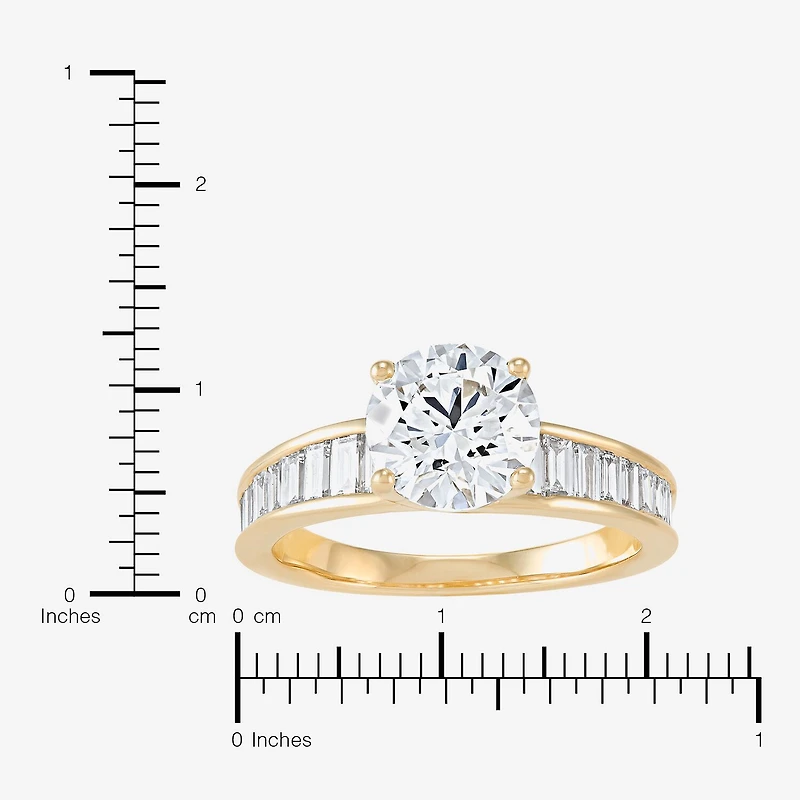 Womens 2 3/4 CT. T.W. Lab Grown White Diamond 10K Gold Round Side Stone Engagement Ring