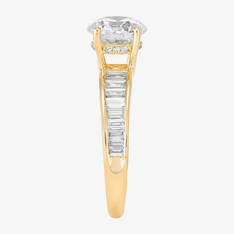 Womens 2 3/4 CT. T.W. Lab Grown White Diamond 10K Gold Round Side Stone Engagement Ring