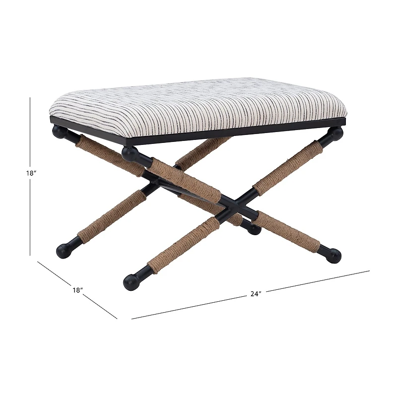 Linon Arjean Living Room Collection Upholstered Footstool
