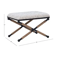 Linon Arjean Living Room Collection Upholstered Footstool