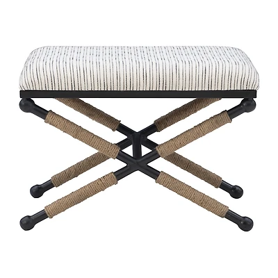 Linon Arjean Living Room Collection Upholstered Footstool