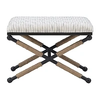 Linon Arjean Living Room Collection Upholstered Footstool
