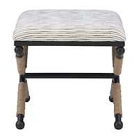 Linon Arjean Living Room Collection Upholstered Footstool