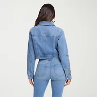 JS Jessica Simpson Womens Denim Embroidered Midweight Jacket