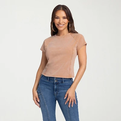JS Jessica Simpson Womens Crew Neck Short Sleeve T-Shirt