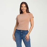 JS Jessica Simpson Womens Crew Neck Short Sleeve T-Shirt