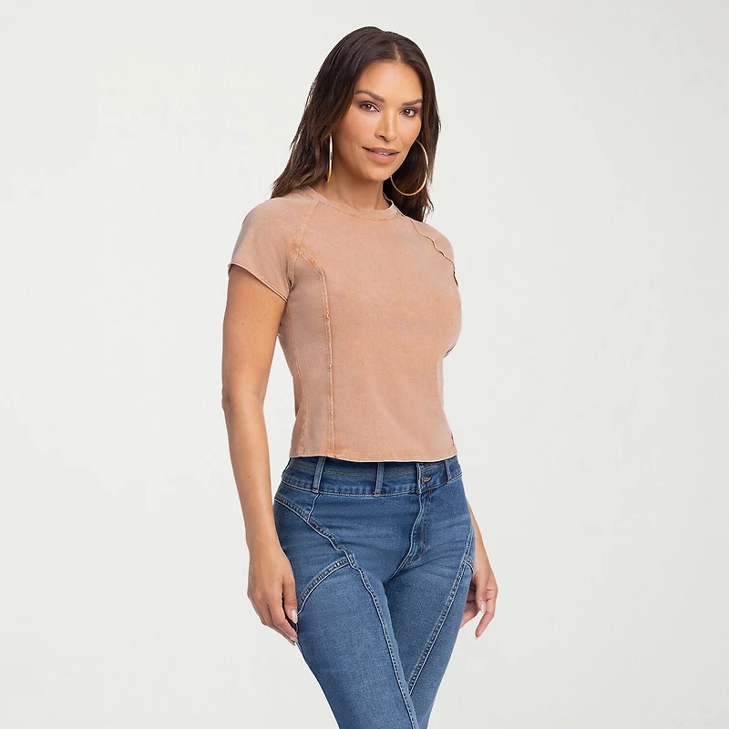 JS Jessica Simpson Womens Crew Neck Short Sleeve T-Shirt