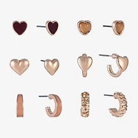 Arizona Womens Heart 6 Pair Earring Set