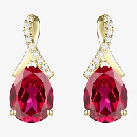 Womens Gemstone Sterling Silver or 14K Gold Over 14mm Pear Stud Earrings