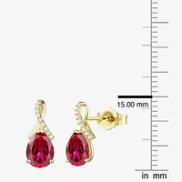 Womens Gemstone Sterling Silver or 14K Gold Over 14mm Pear Stud Earrings