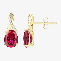 Womens Gemstone Sterling Silver or 14K Gold Over 14mm Pear Stud Earrings