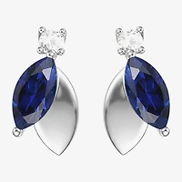 Lab-Created Gemstone Sterling Silver Marquise Drop Earrings