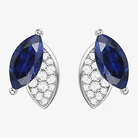 Lab Created Gemstone Sterling Silver Marquise Stud Earrings