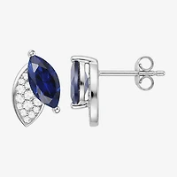Lab Created Gemstone Sterling Silver Marquise Stud Earrings