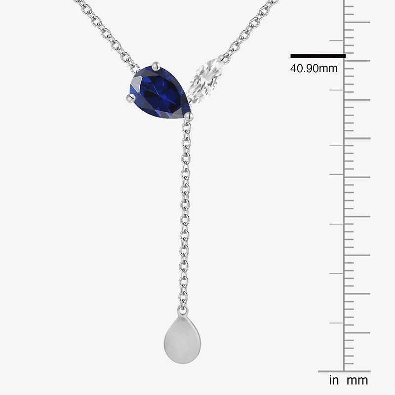 Lab-Created Gemstone Sterling Silver 18 Inch Y Necklace