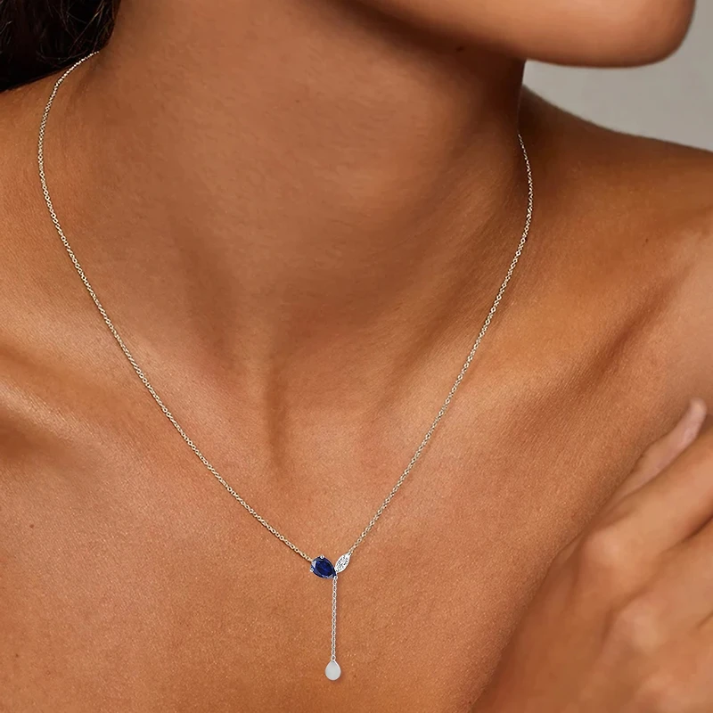Lab-Created Gemstone Sterling Silver 18 Inch Y Necklace