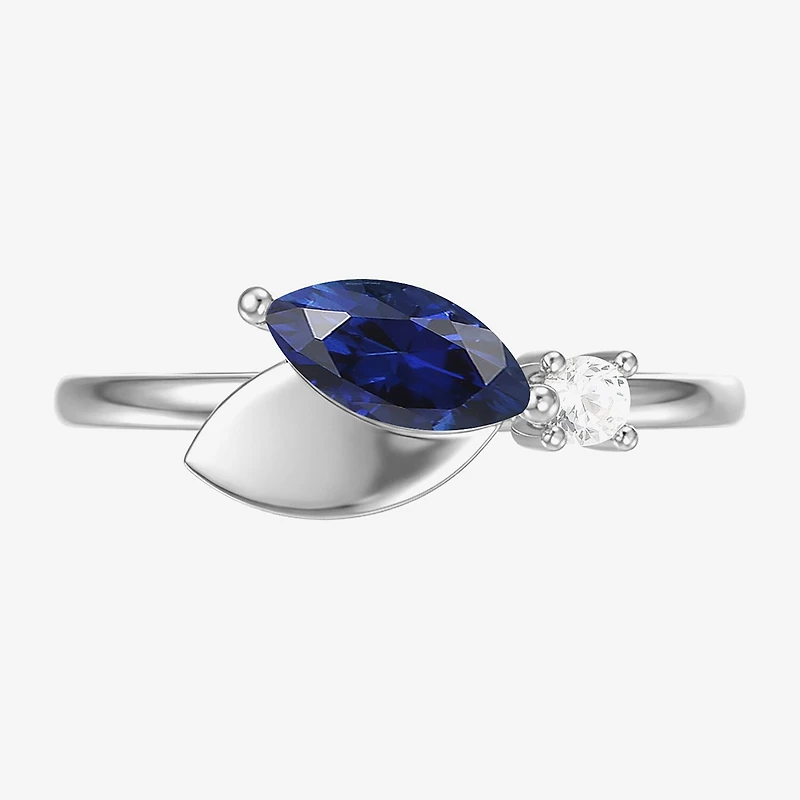 Lab-Created Gemstone Sterling Silver Marquise Ring