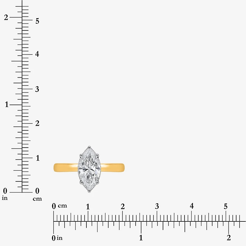 (I / Si2) Womens 2 CT. Lab Grown White Diamond Marquise Solitaire Engagement Ring
