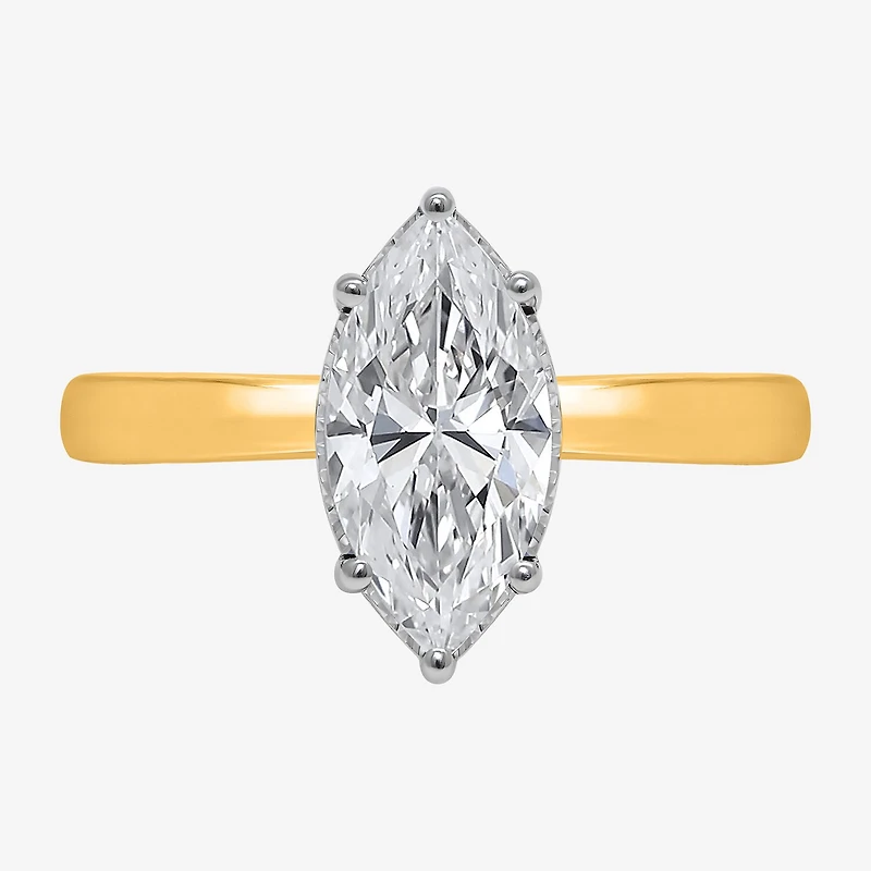 (I / Si2) Womens 2 CT. Lab Grown White Diamond Marquise Solitaire Engagement Ring