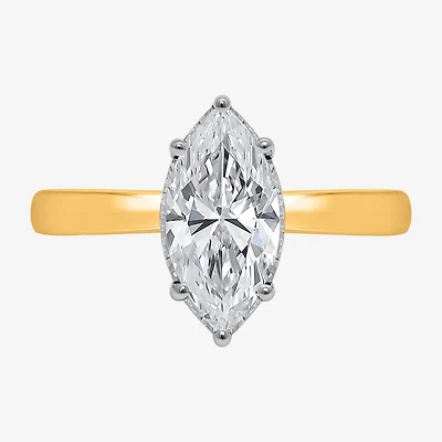 (I / Si2) Womens 2 CT. Lab Grown White Diamond Marquise Solitaire Engagement Ring