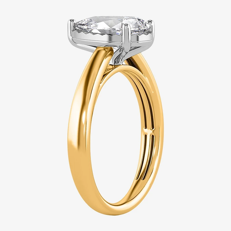(I / Si2) Womens 2 CT. Lab Grown White Diamond Pear Solitaire Engagement Ring