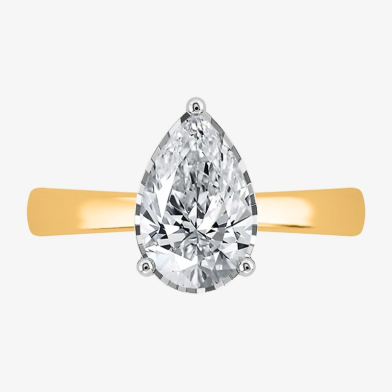 (I / Si2) Womens 2 CT. Lab Grown White Diamond Pear Solitaire Engagement Ring