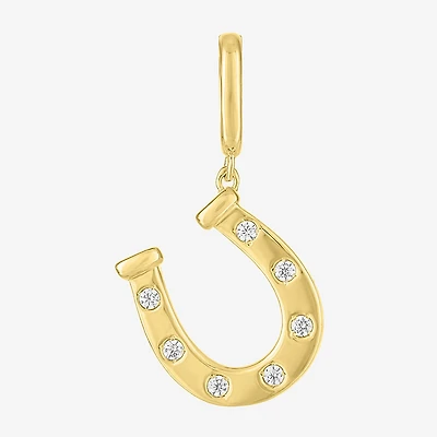 Charmed by Diamond Addiction Accent Horseshoe (G-H / Si2- I1) White 14K Gold Over Silver Charm