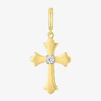 Charmed by Diamond Addiction Accent (G-H / Si2- I1) White 14K Gold Over Silver Cross Charm