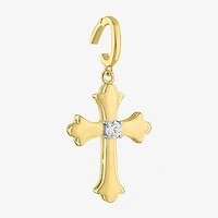 Charmed by Diamond Addiction Accent (G-H / Si2- I1) White 14K Gold Over Silver Cross Charm