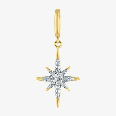 Charmed by Diamond Addiction Accent North Star (G-H / Si2- I1) White 14K Gold Over Silver Charm