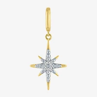 Charmed by Diamond Addiction Accent North Star (G-H / Si2- I1) White 14K Gold Over Silver Charm