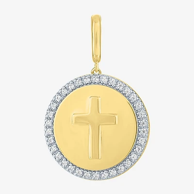 Charmed by Diamond Addiction 1/10 CT. T.W. Cross (G-H / Si2-I1) White 14K Gold Over Silver Charm