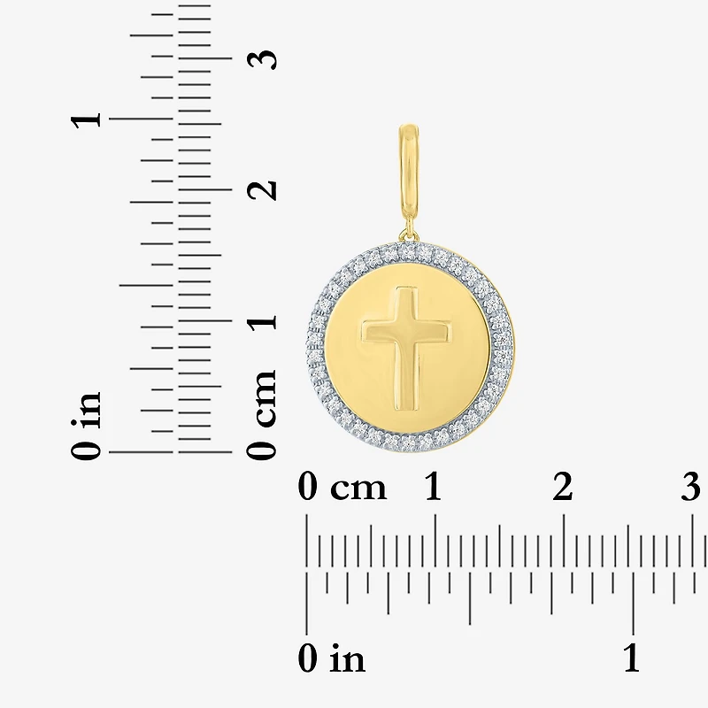 Charmed by Diamond Addiction 1/10 CT. T.W. Cross (G-H / Si2-I1) White 14K Gold Over Silver Charm