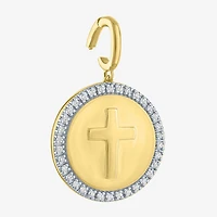 Charmed by Diamond Addiction 1/10 CT. T.W. Cross (G-H  / Si2-I1) White 14K Gold Over Silver Charm