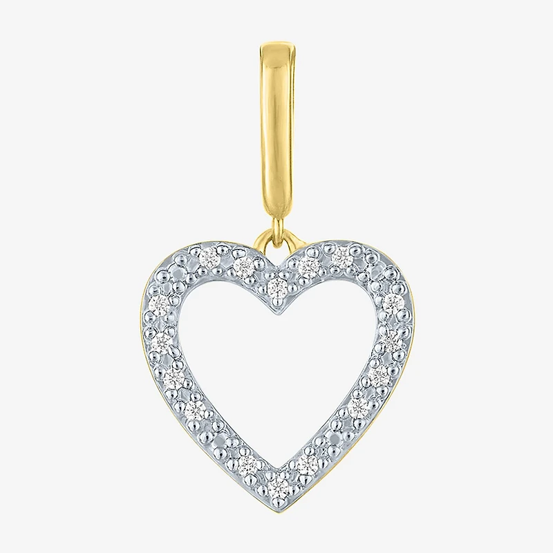 Charmed by Diamond Addiction Accent Heart (G-H / Si2- I1) White 14K Gold Over Silver Charm