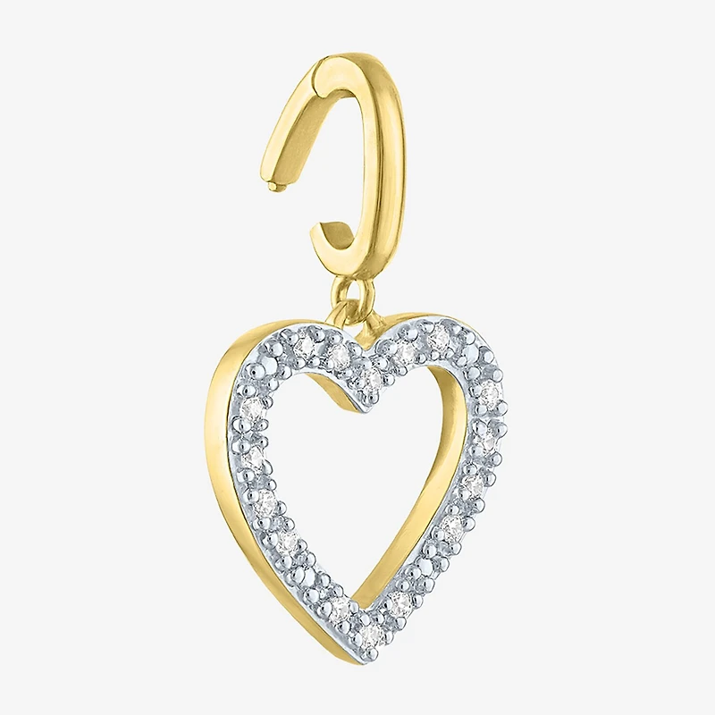 Charmed by Diamond Addiction Accent Heart (G-H / Si2- I1) White 14K Gold Over Silver Charm