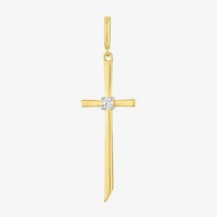 Charmed by Diamond Addiction Accent Cross (G-H / Si2- I1) White 14K Gold Over Silver Charm