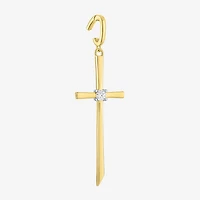 Charmed by Diamond Addiction Accent Cross (G-H / Si2- I1) White 14K Gold Over Silver Charm