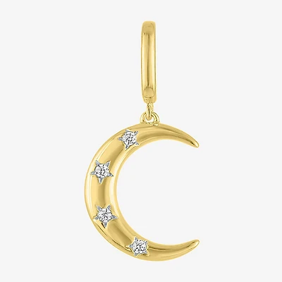 Charmed by Diamond Addiction Moon (G-H / Si2- I1) Womens Accent Lab Grown White 14K Gold Over Silver Pendant