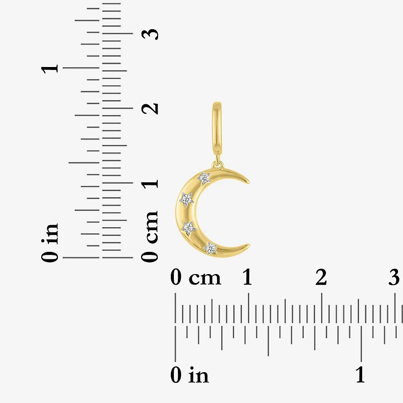 Charmed by Diamond Addiction Accent Moon (G-H / Si2- I1) White 14K Gold Over Silver Charm