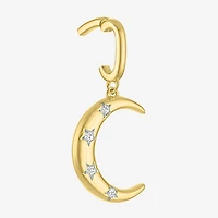 Charmed by Diamond Addiction Accent Moon (G-H / Si2- I1) White 14K Gold Over Silver Charm