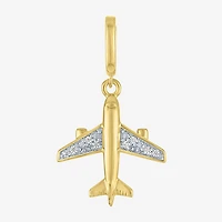 Charmed by Diamond Addiction Accent Airplane (G-H / Si2- I1) White 14K Gold Over Silver Charm
