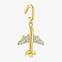 Charmed by Diamond Addiction Accent Airplane (G-H / Si2- I1) White 14K Gold Over Silver Charm