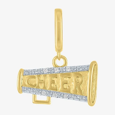 Charmed by Diamond Addiction Accent Cheer (G-H / Si2- I1) White 14K Gold Over Silver Charm