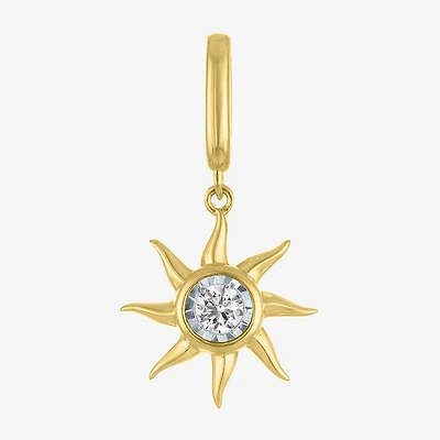 Charmed by Diamond Addiction Accent Sun (G-H / Si2- I1) White 14K Gold Over Silver Sunburst Charm